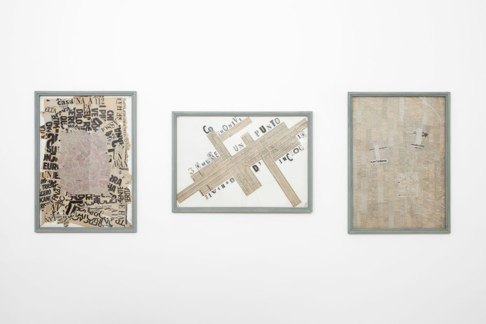 Arrigo Lora Totino, "In fa", 1989; "Requiem speaks linear poetry", 1987; "Three figures", 1989. Collezione Fondazione Morra, Napoli. In comodato a Madre · museo d’arte contemporanea Donnaregina, Napoli. Foto © Amedeo Benestante.