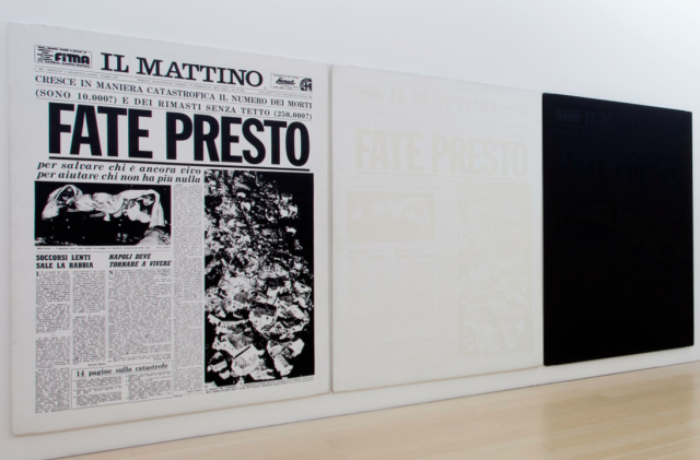 Lucio Amelio. Dalla Modern Art Agency alla genesi di Terrae Motus (1965-1982) Documenti, opere, una storia…Veduta dell’installazione, Madre, Napoli, 2014. Foto © Amedeo Benestante.