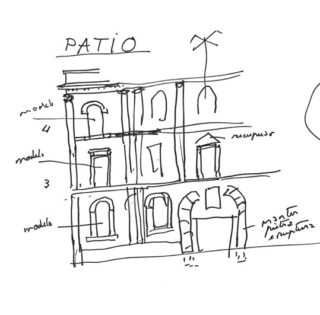 Palazzo Donnaregina in uno schizzo di Álvaro Siza Vieira. Courtesy l